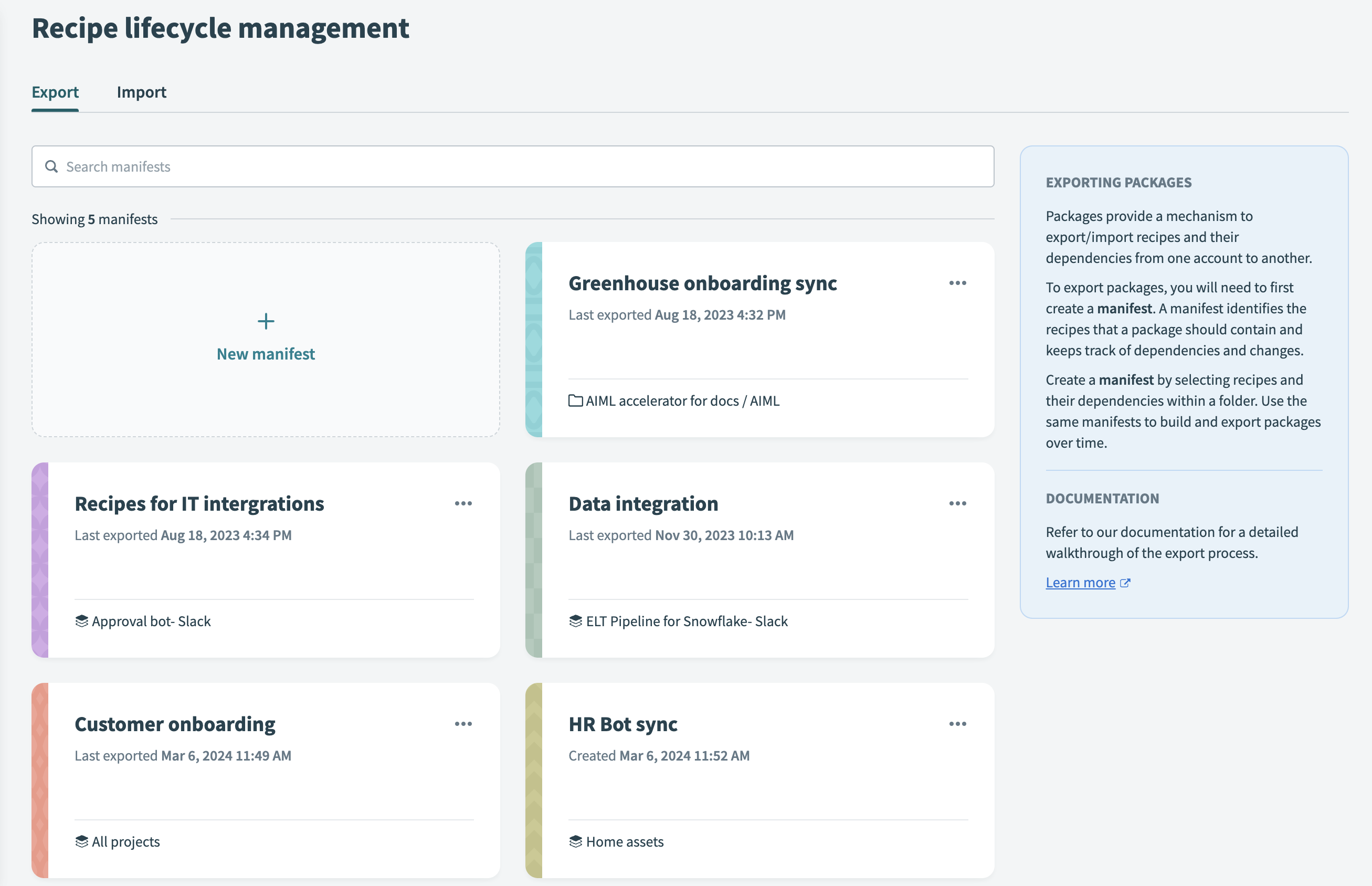 Recipe lifecycle management