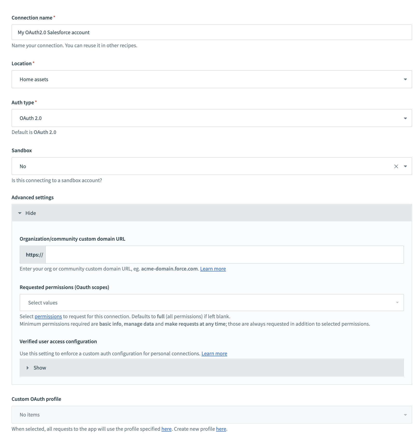 Configured Salesforce connection