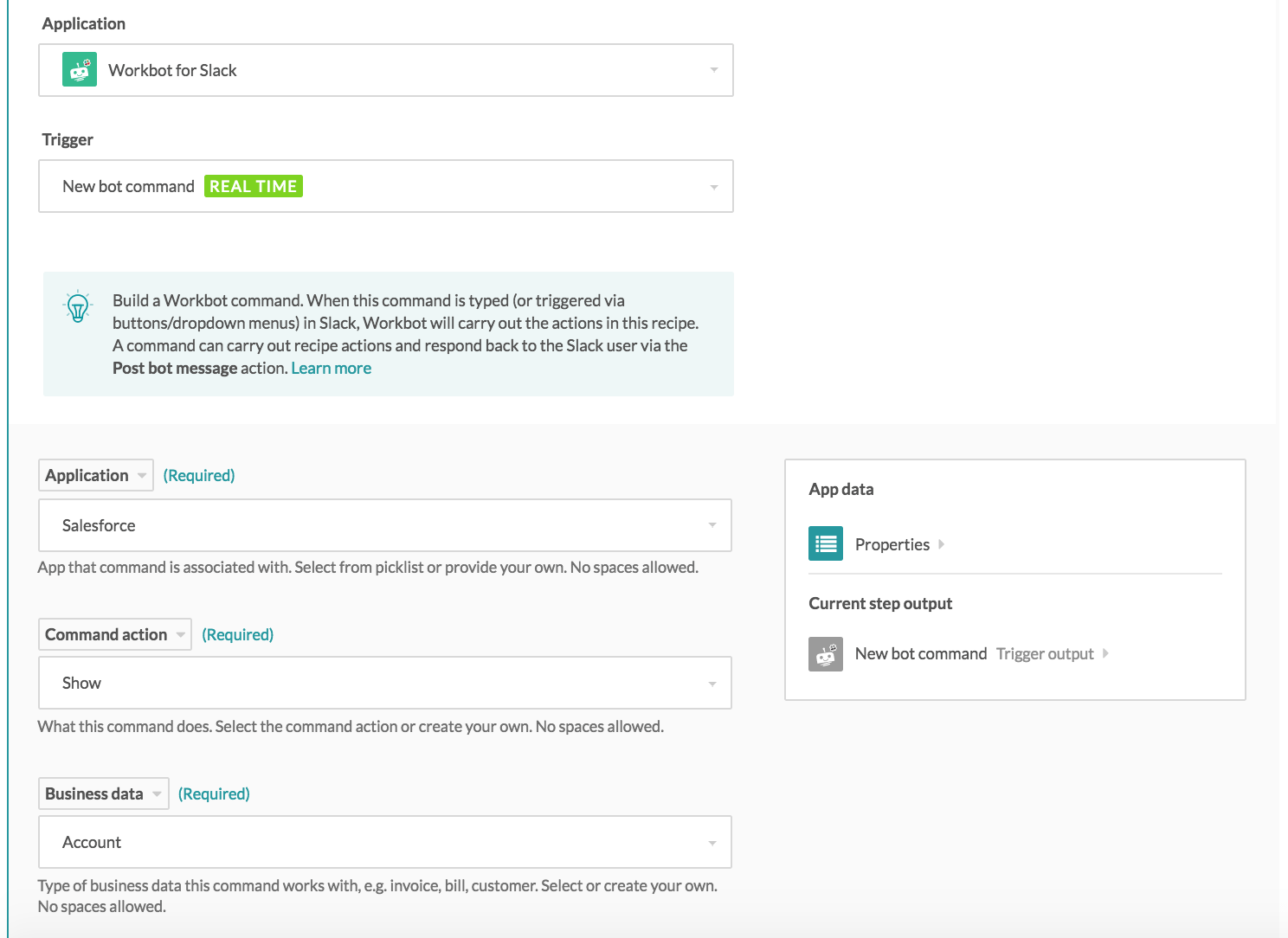 Salesforce show account command trigger configuration 1