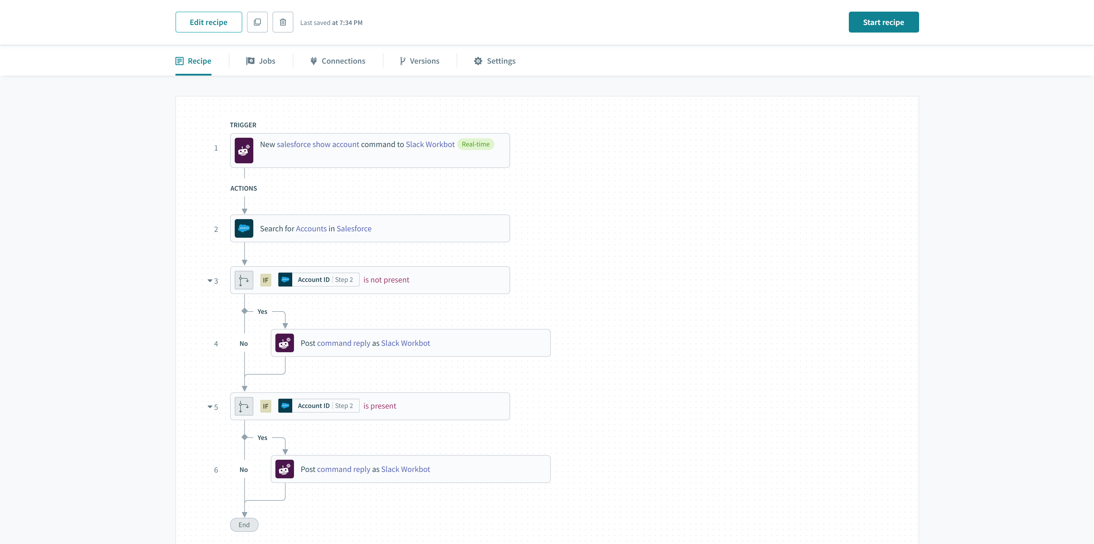 Salesforce show account command recipe