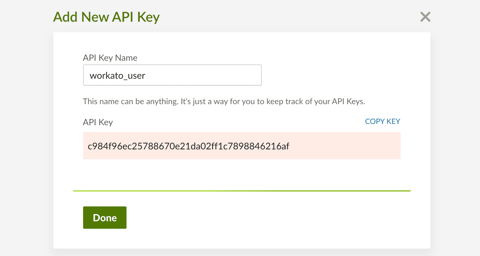 Save API key