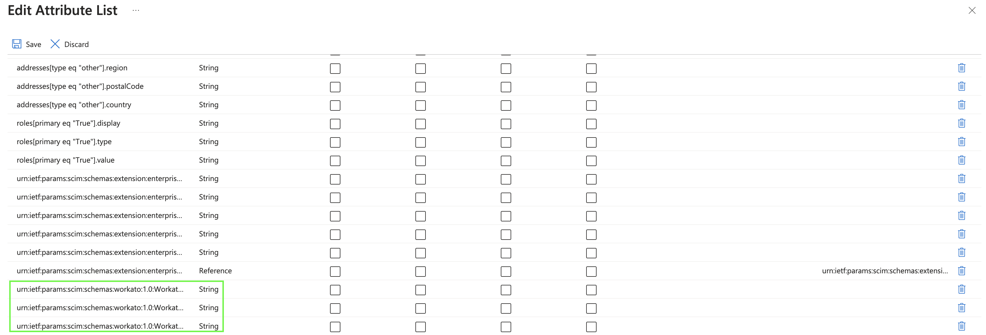 Extension attributes for an organization with the Environments feature enabled