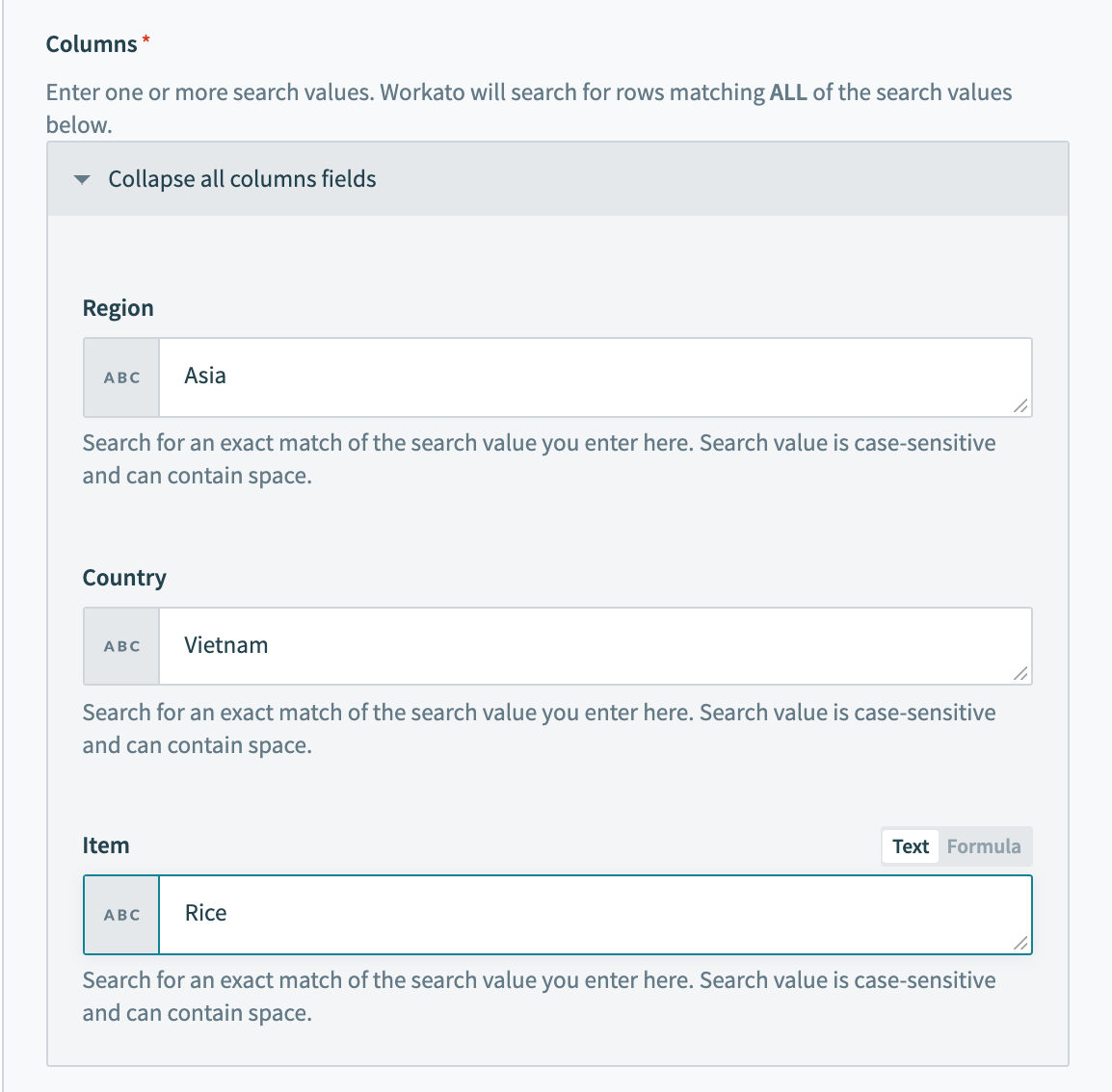 CSV columns