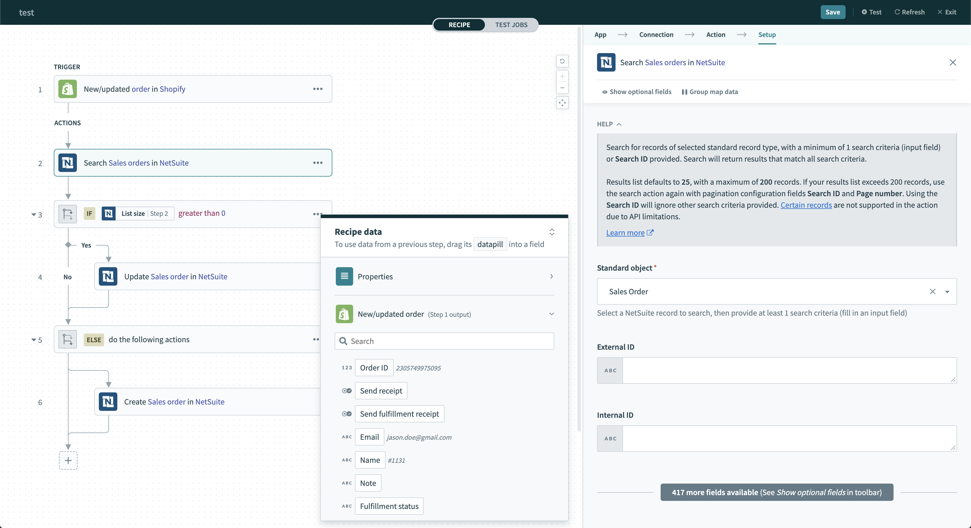 NetSuite search objects via internal or external ID