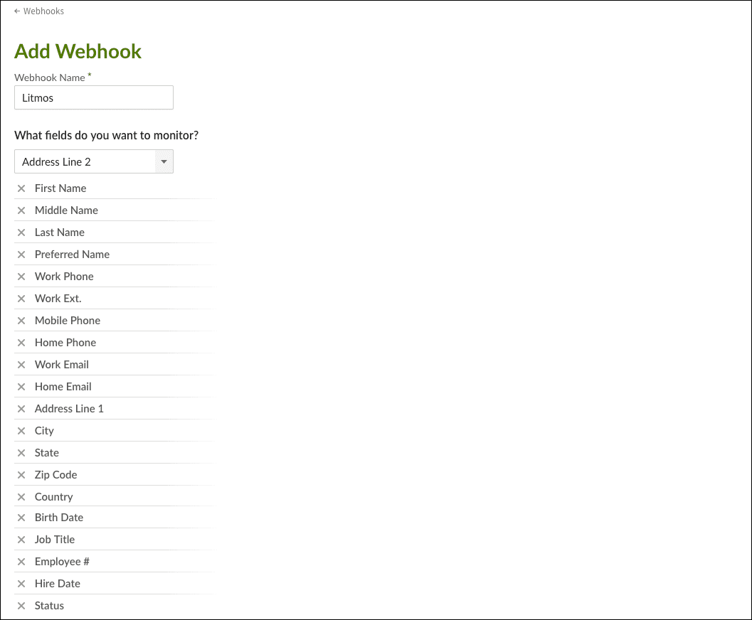 Select fields to monitor