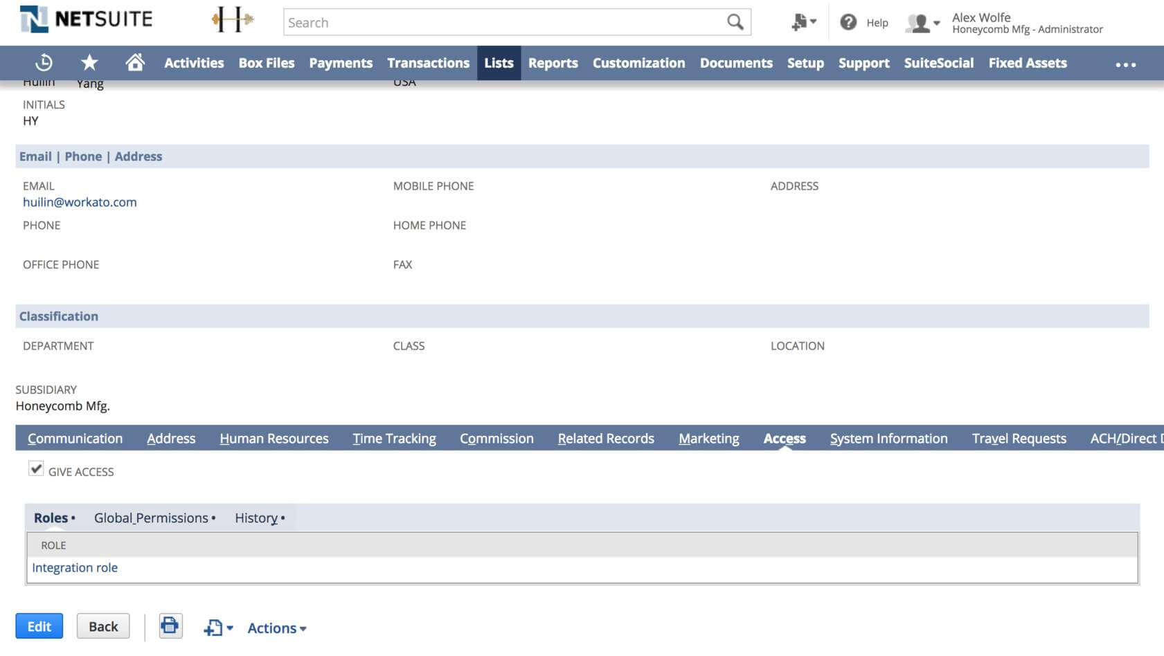 Assign integration role