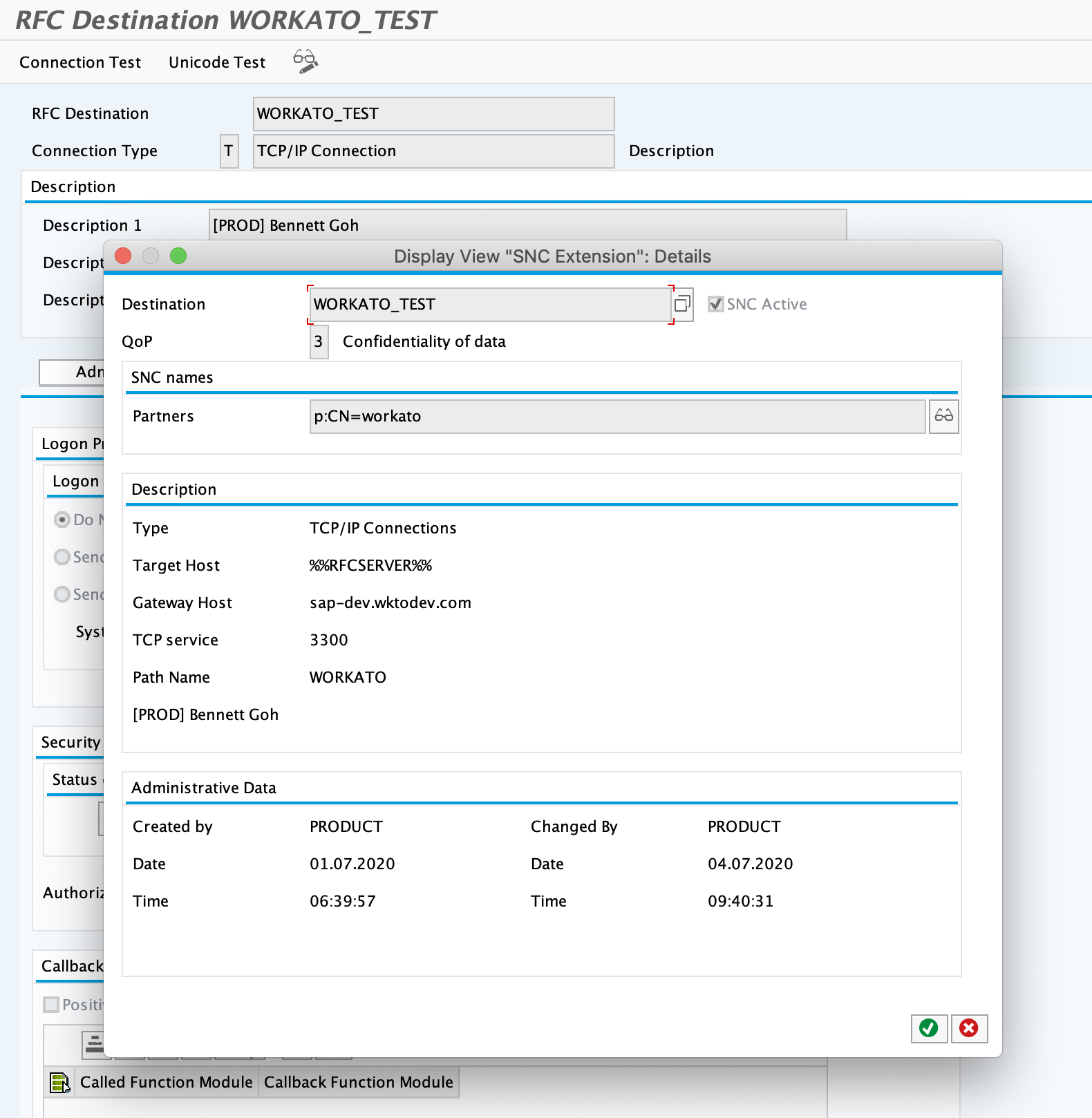 SNC enabled on RFC destination