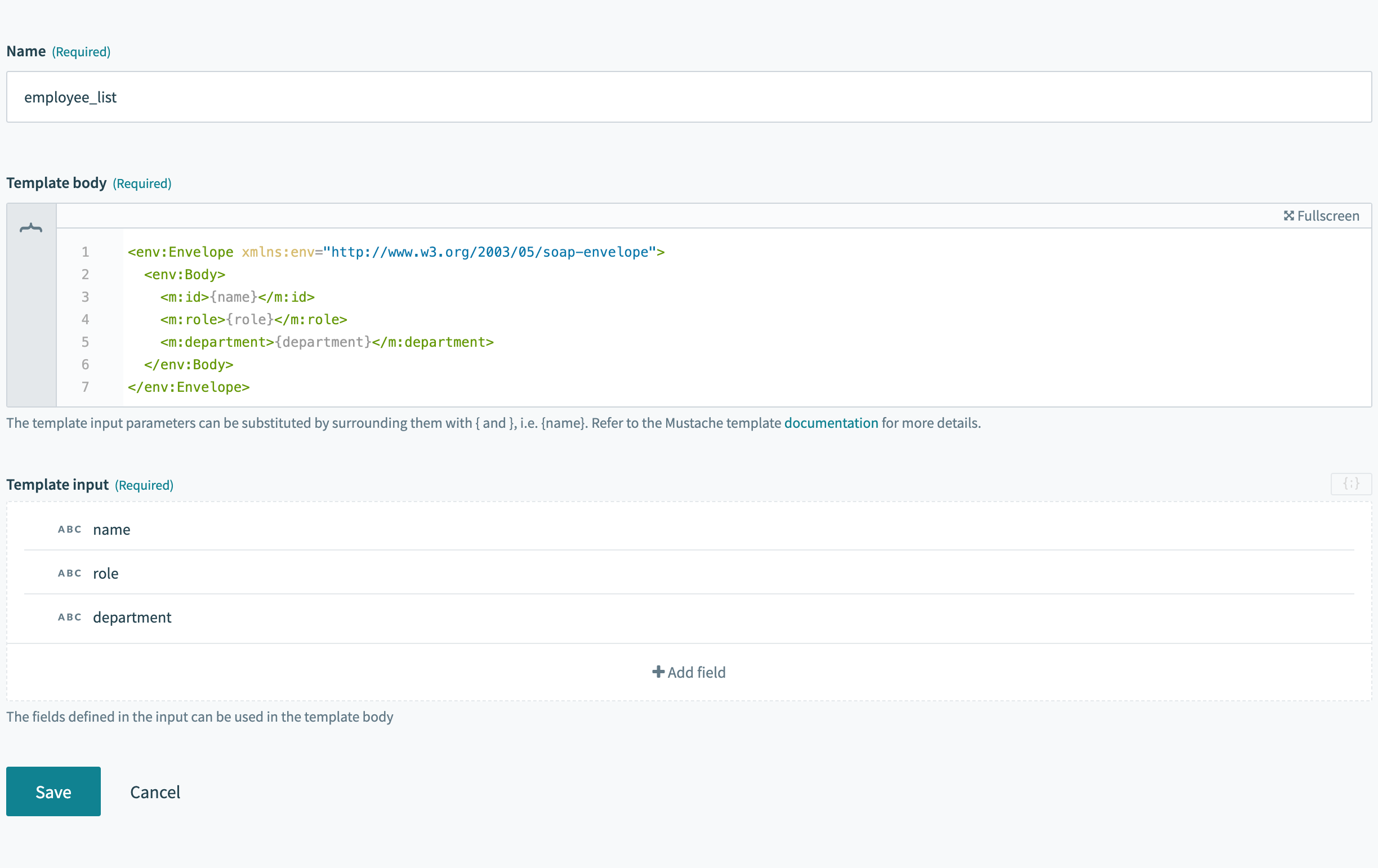 SOAP message template for employee list