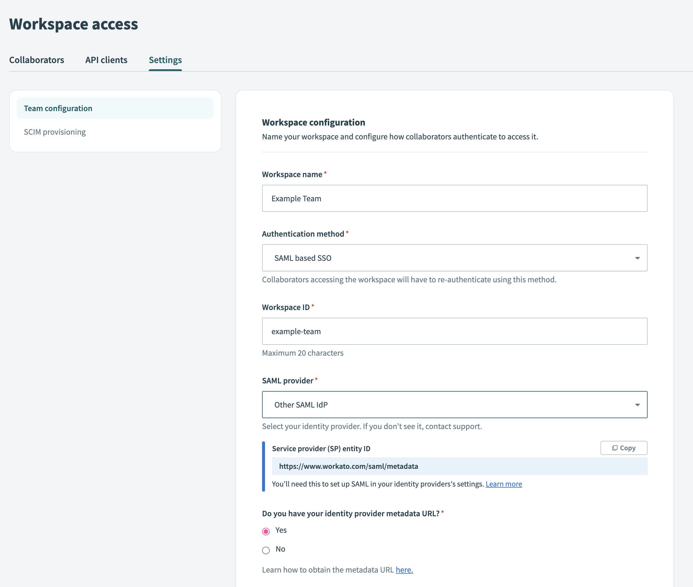 SAML-based SSO configuration