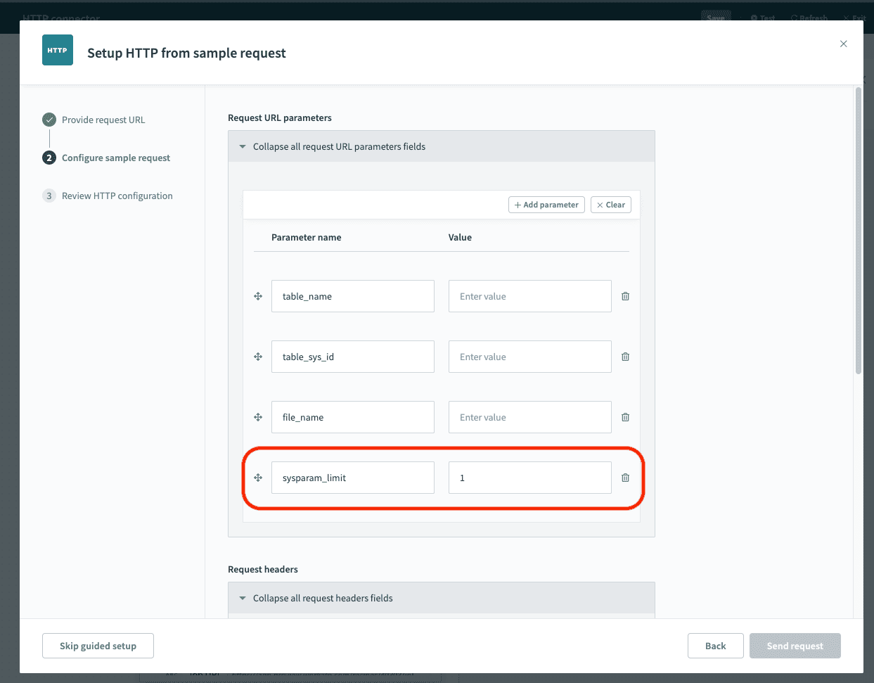 Step 2: Adding request parameter