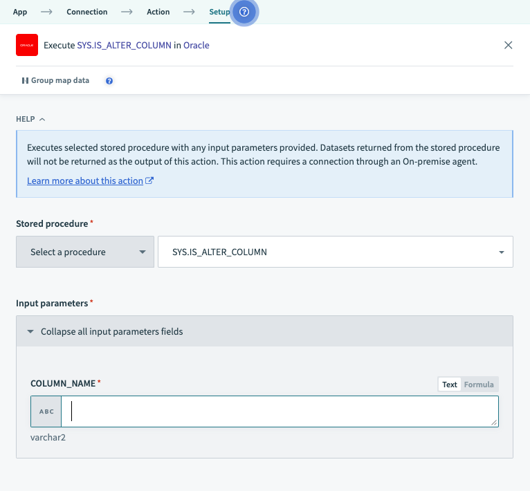 Execute stored procedure rows action