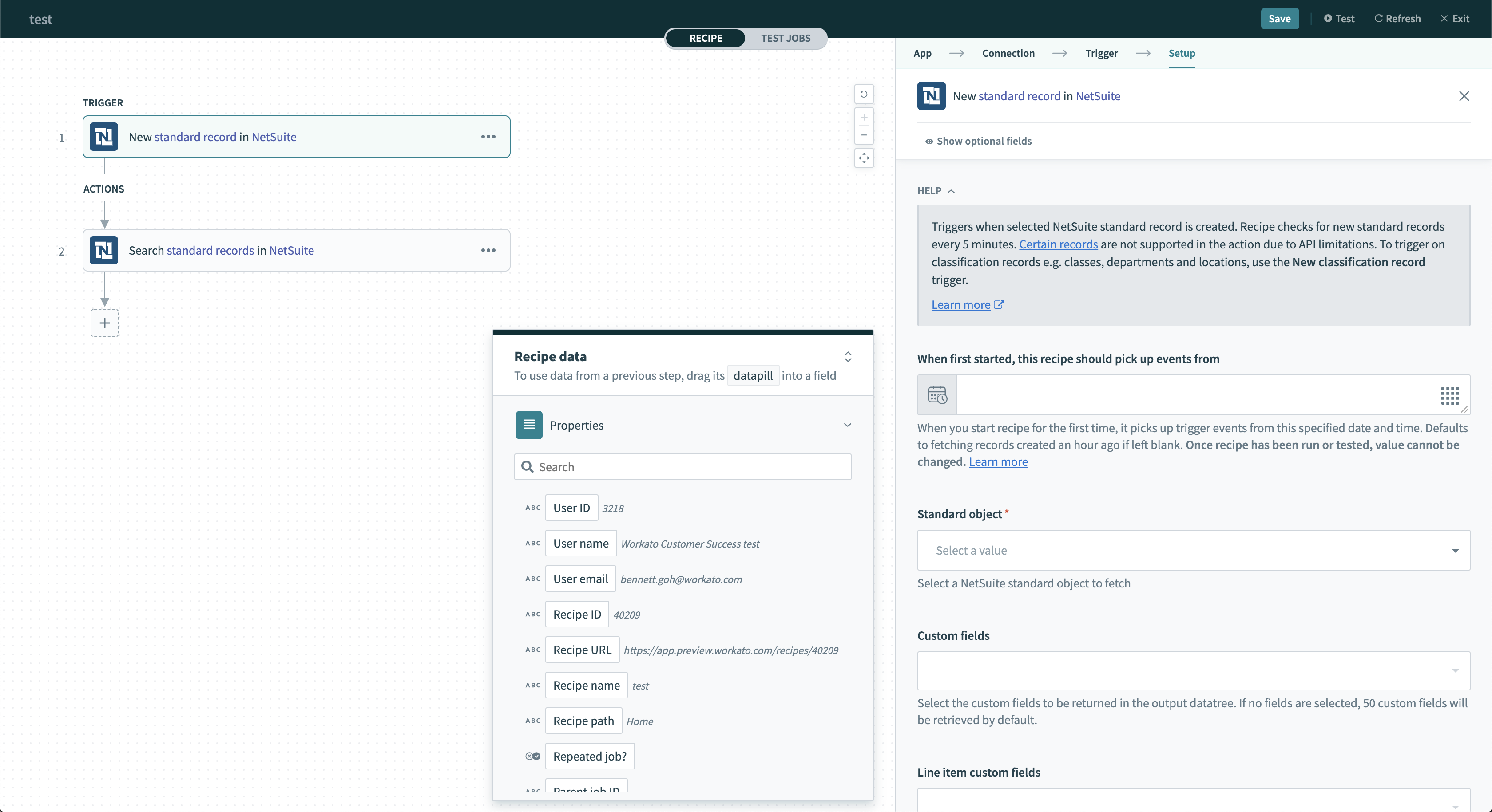 Unconfigured NetSuite new object trigger