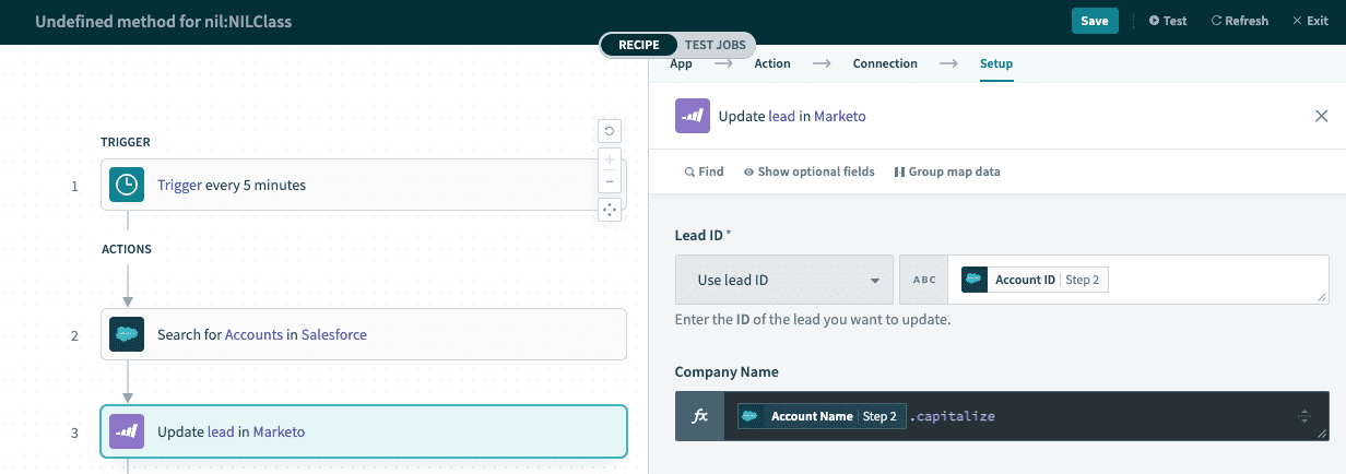 Example of Undefined method for nil:NILClass