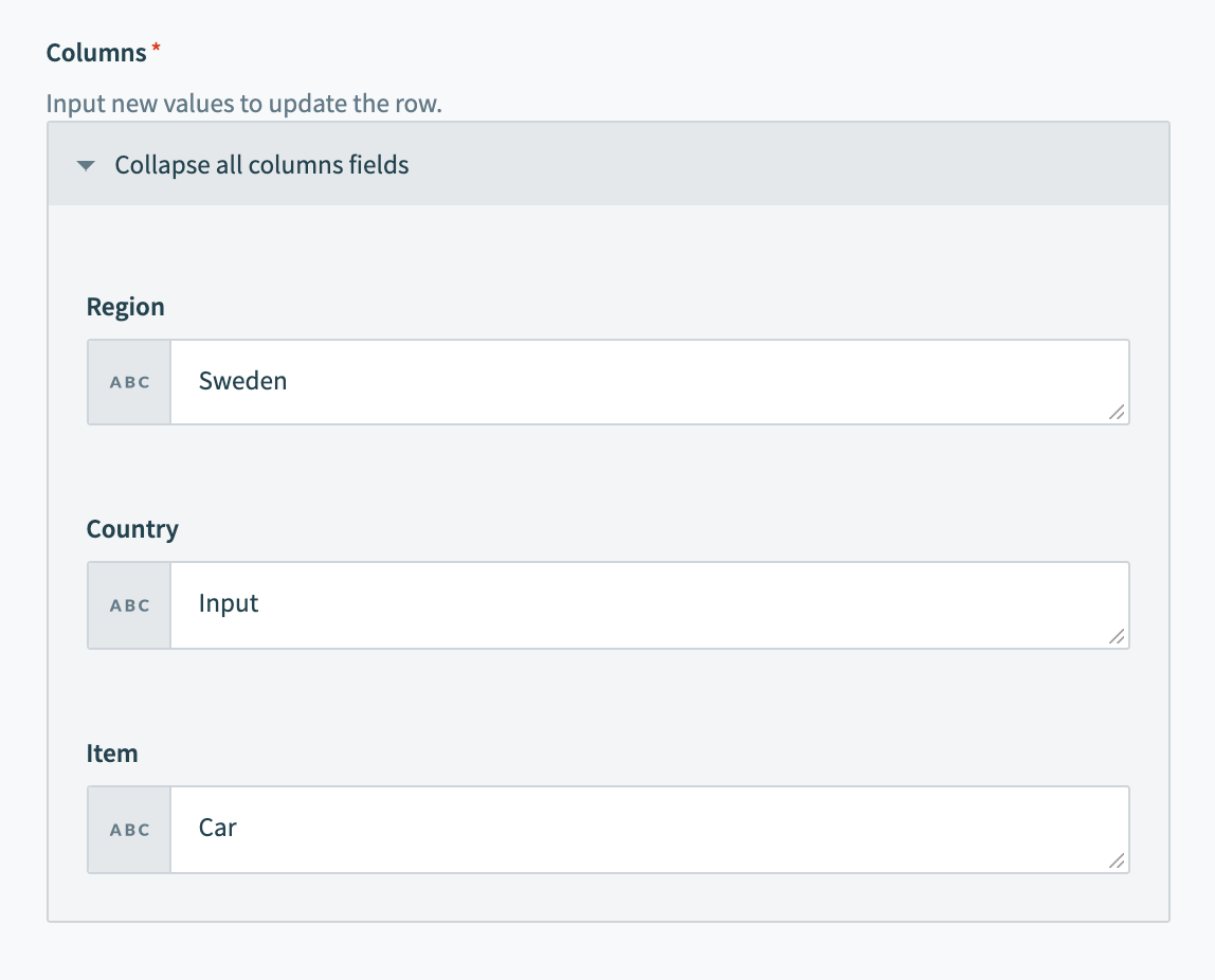 CSV columns