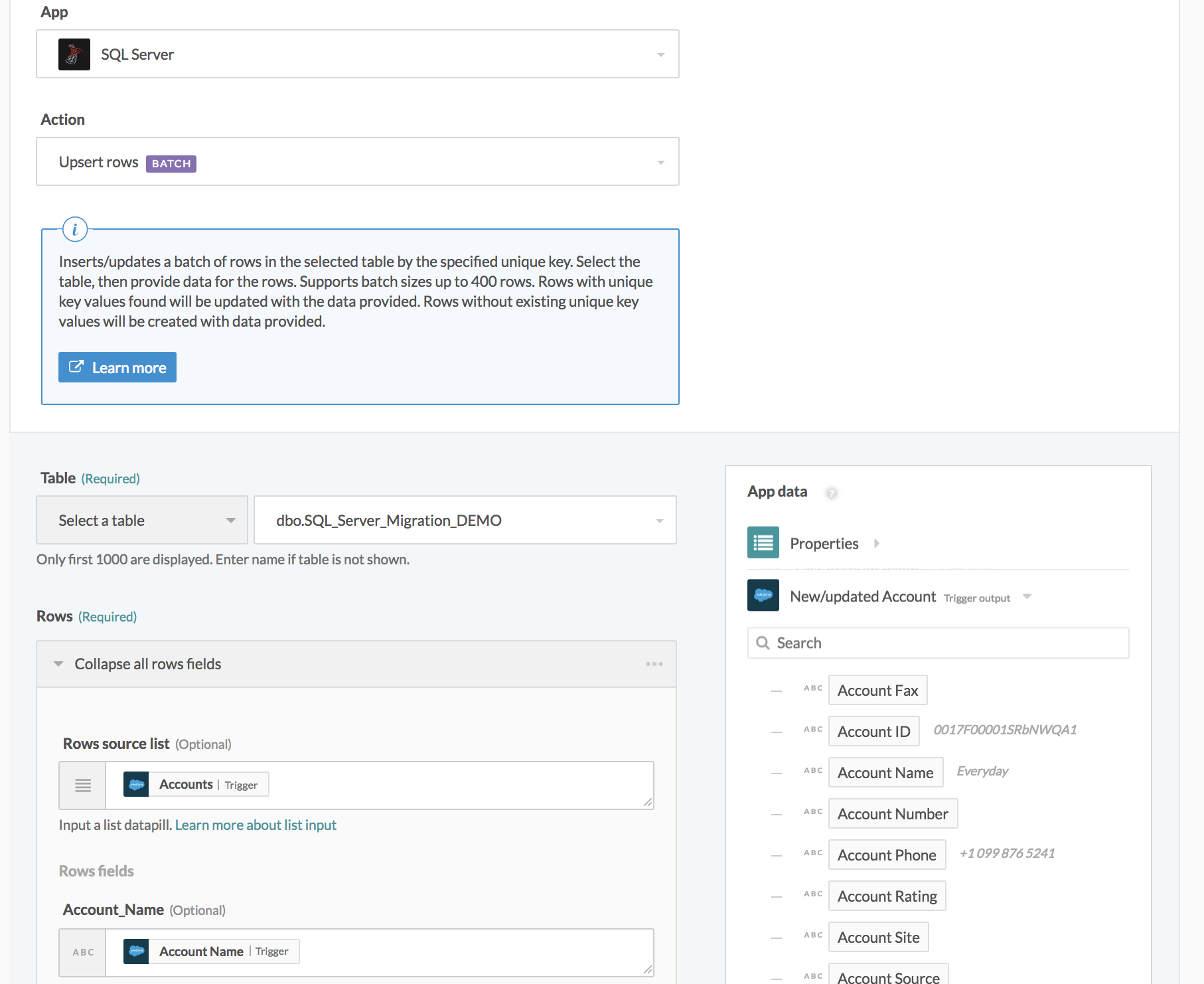 Salesforce to SQL server