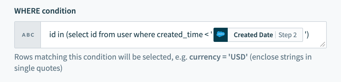 Using datapills in WHERE condition with subquery