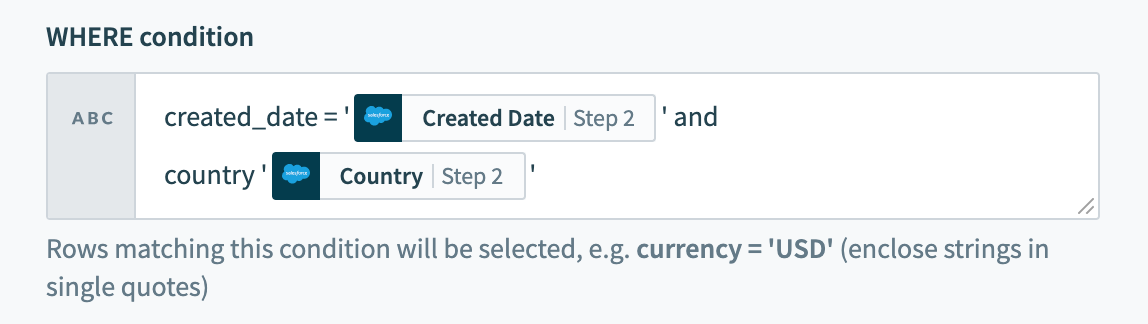 Using datapills in WHERE condition with mixed column types