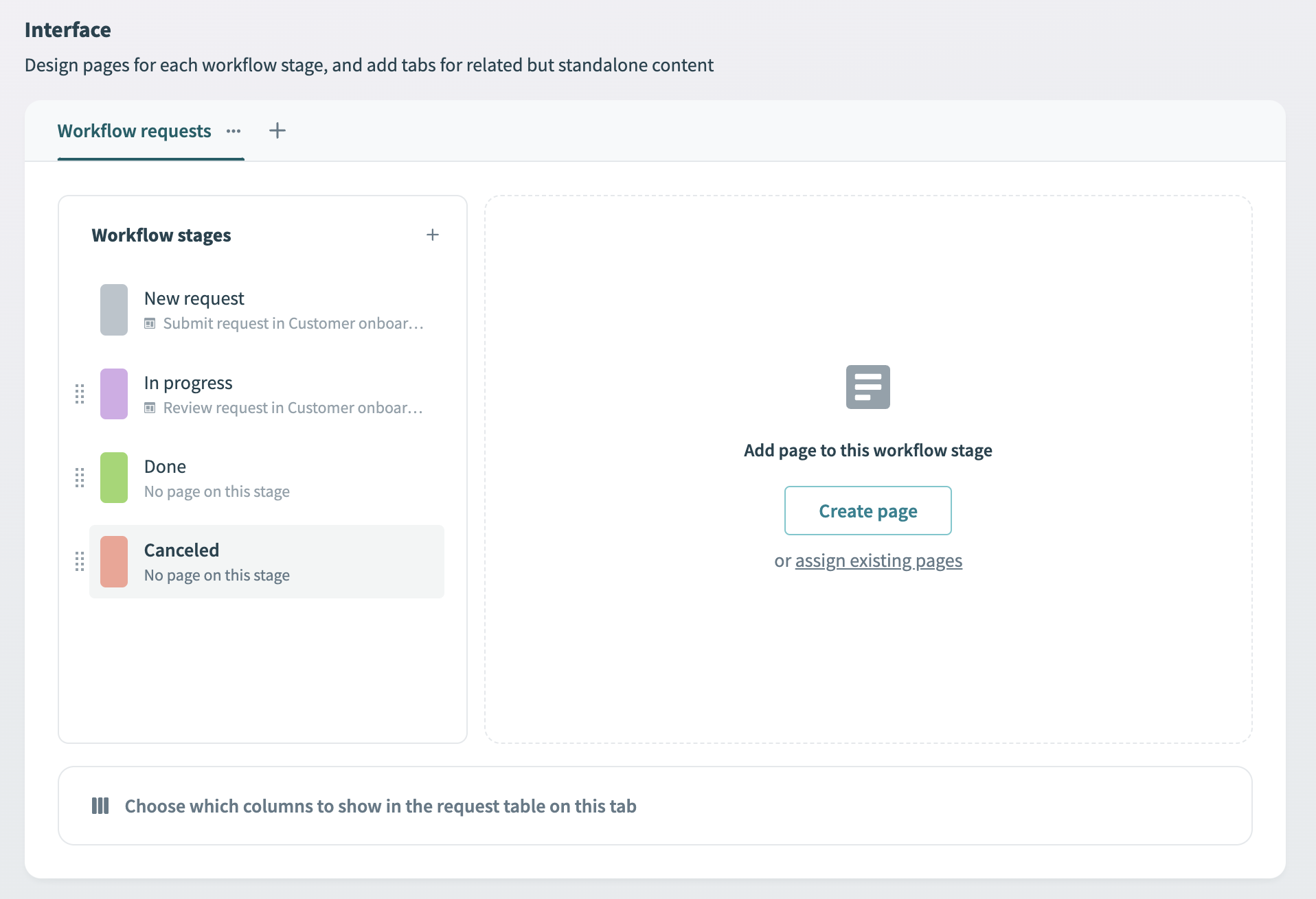 Assign a workflow stage to a page