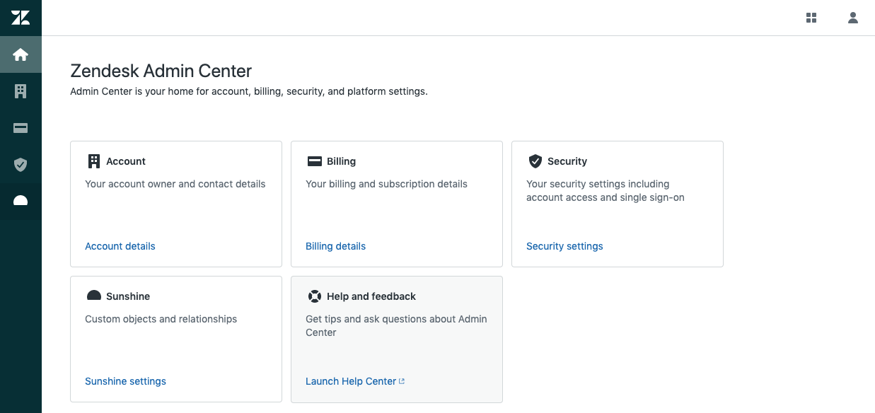 Zendesk admin center